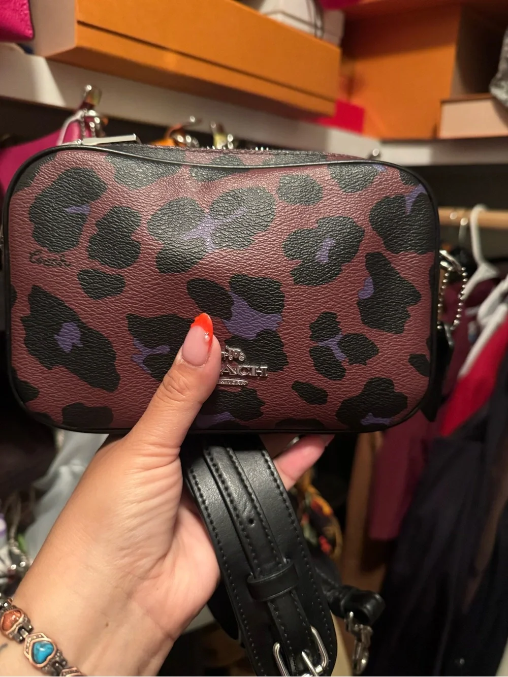 Coach Brown Leopard Print Crossbody Bag